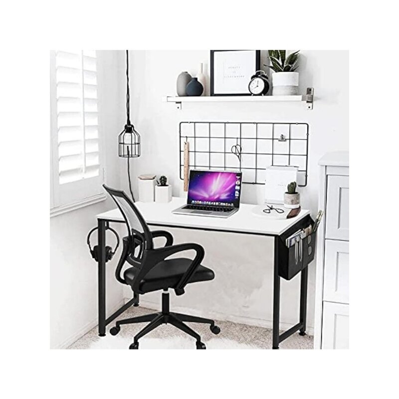침실용 소형 컴퓨터 책상, 흰색 모던 쓰기 테이블, 가정 사무실용 작은 공간, 학생 십대 공부 작업 PC 책상, 31 인치