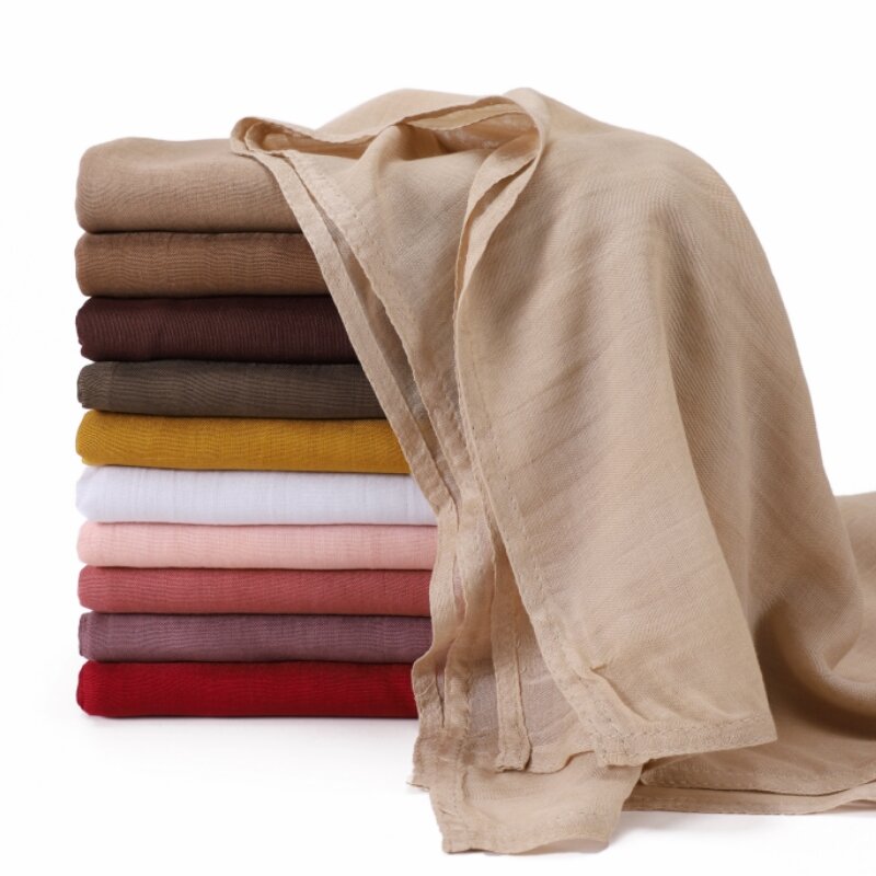 Bufanda de rayón de algodón para mujer, pañuelo liso de gran tamaño, chales largos, Hijab musulmán, turbante islámico, Foulard
