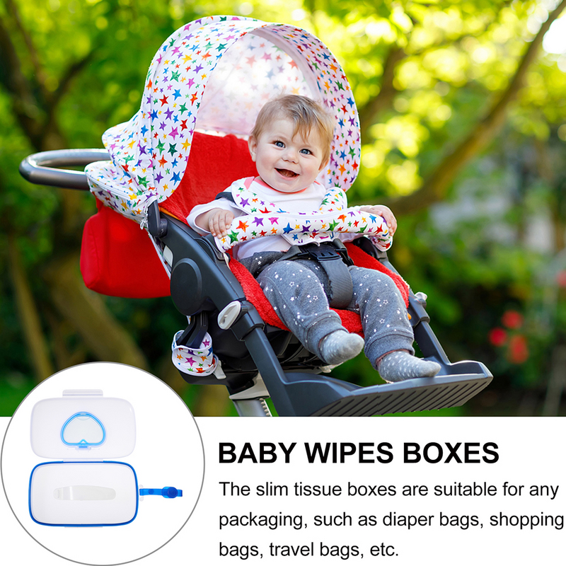 Caso portátil do tecido molhado do bebê, Caixa de toalhetes ao ar livre do bebê, Carrinho de bebê pendurado toalhetes, 2pcs