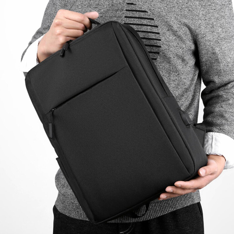 Impermeável Nylon Laptop Mochila para Homens, Mala De Viagem, Carregamento USB, Mochilas Escola De Computador, 15.6"