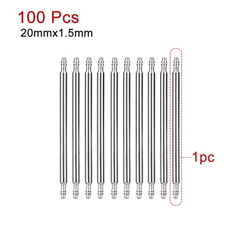 100Pcs Universal 1.5/1.8mm Watch Spring Bar 316L Stainless Steel Quick Release Spring Bars Accessories