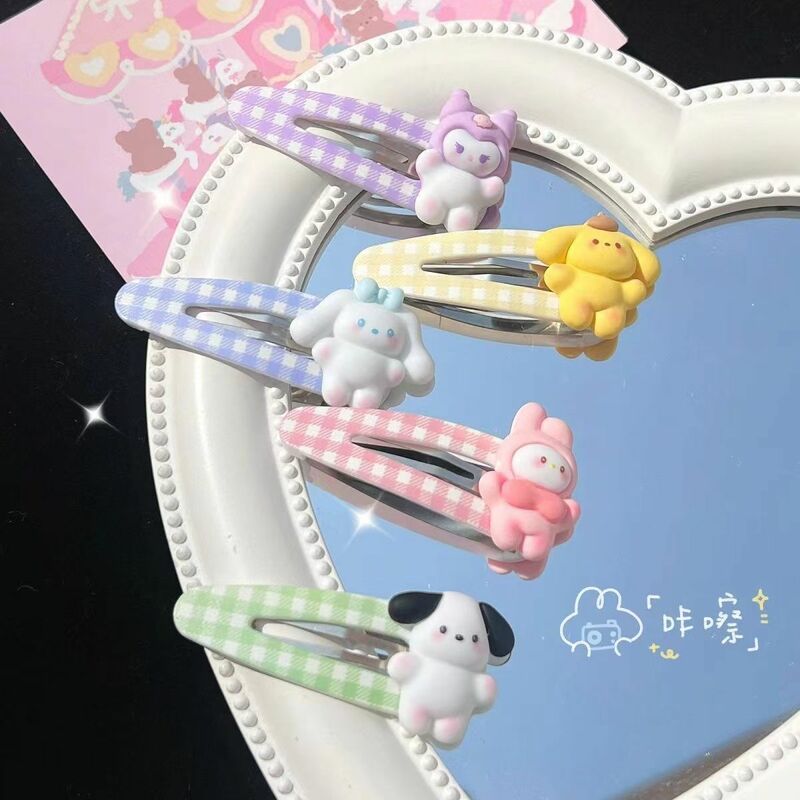Sanrio-pasador lateral transparente de dibujos animados, accesorios para el cabello Kawaii, juego de regalo, Kuromi mymelody, Cinnamoroll Kittycat