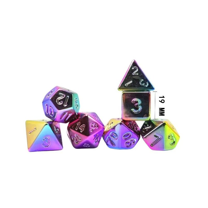 7Pcs/Set New Polygonal Gold Plating Dice Gold Silver Blue Acrylic Electroplating Dice Set DND Dice Table Games Dice Accessories