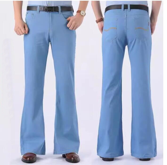 1980s Bell-bottom Trousers,Men Flared Jeans, Vintage Denim Trouser