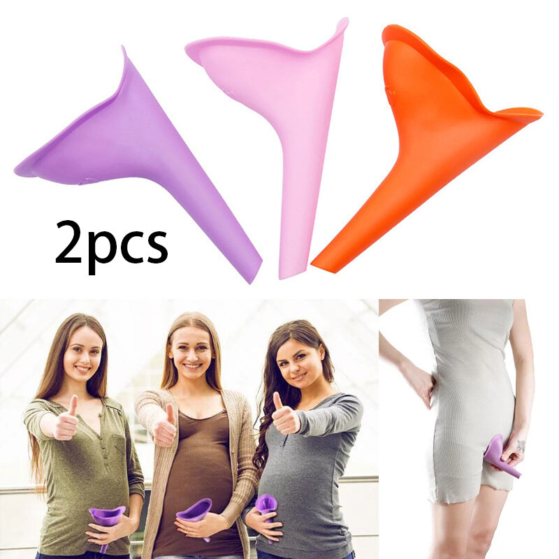 2pcs Woman Standing Piss Portable Toilet Urinal Camping Tent Outdoor Travel Emergency Soft Silicone Pee Funnel Urine Toilet