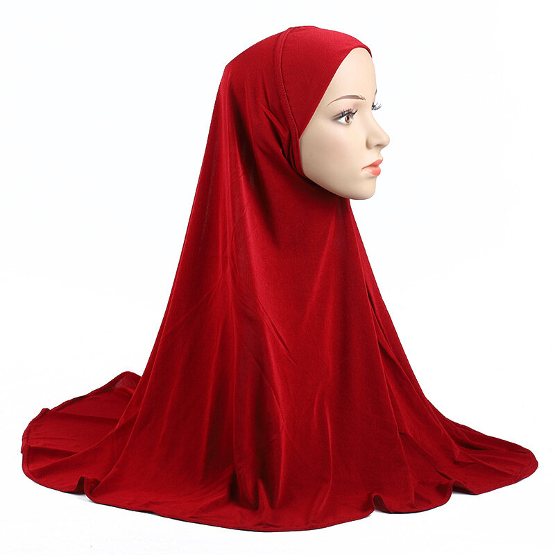 Pañuelo Hijab musulmán liso, pañuelo islámico para la cabeza, turbante para el capó, cubierta completa, Color sólido
