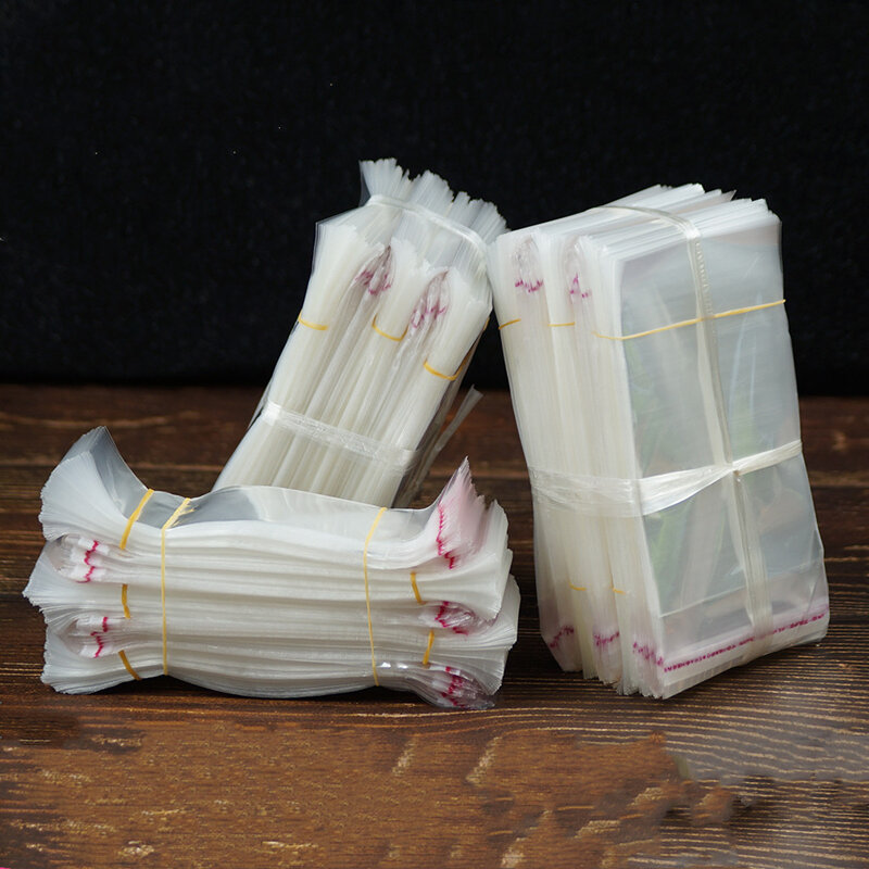 Bolsa de plástico transparente de cierre automático, mini bolsa de regalo de joyería, autoadhesiva, para galletas y dulces, 200 unidades