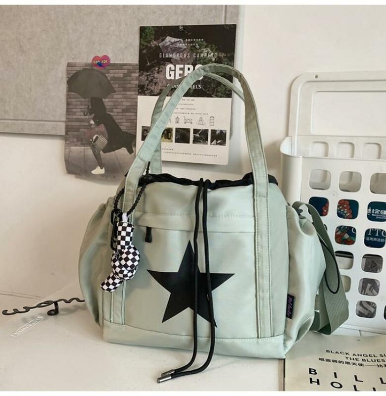 Nylon Large Capacity Shoulder Bag Simple Five-pointed Star Drawstring Crossbody Bag Handbag Women Men Cloth Crossbody Bag