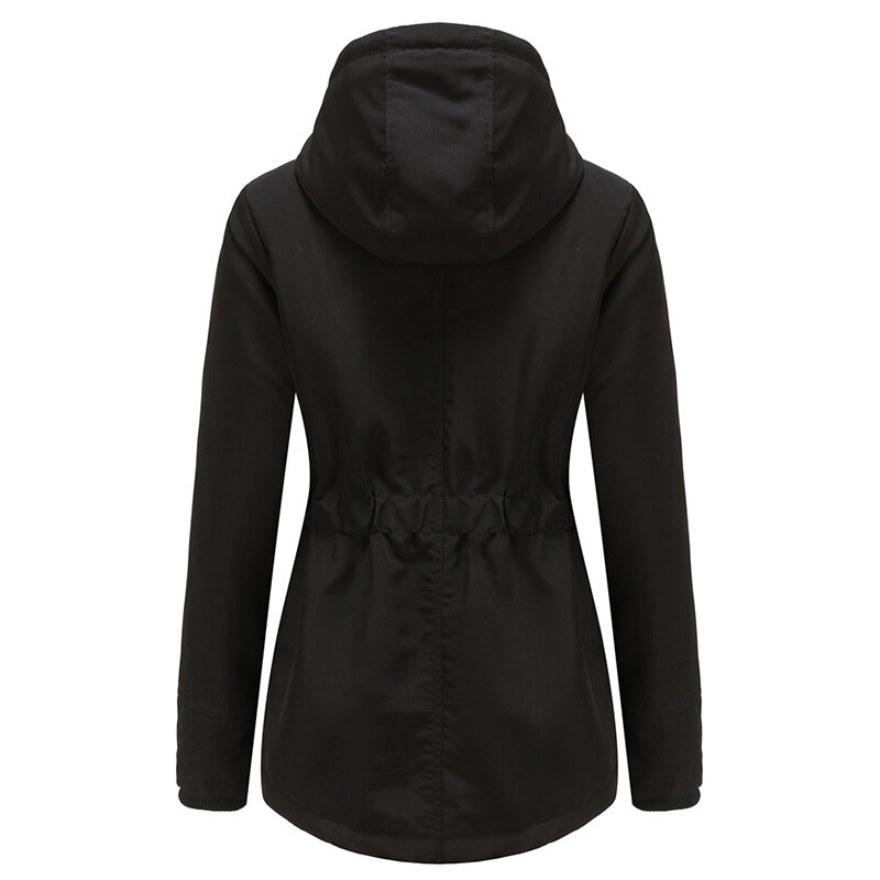 캐주얼 후드 패션 파카 코트 면 자켓 여성용, 따뜻한, 두꺼운, 블랙, 가을 겨울