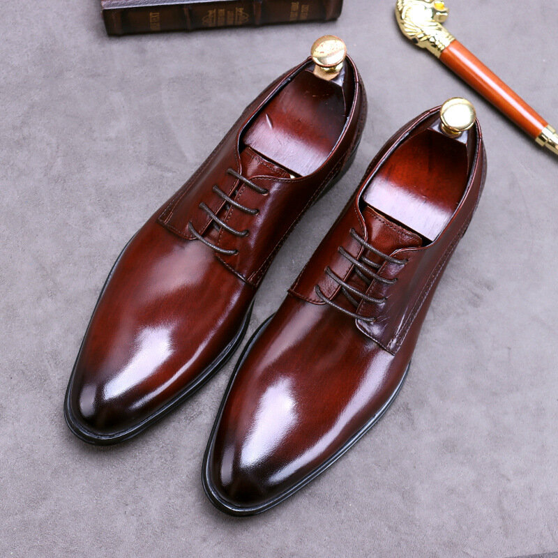 Zapatos italianos formales de cuero genuino para hombre, zapatos de diseñador de otoño, estilo británico, elegantes, negros, para boda, Fiesta Social, talla 46
