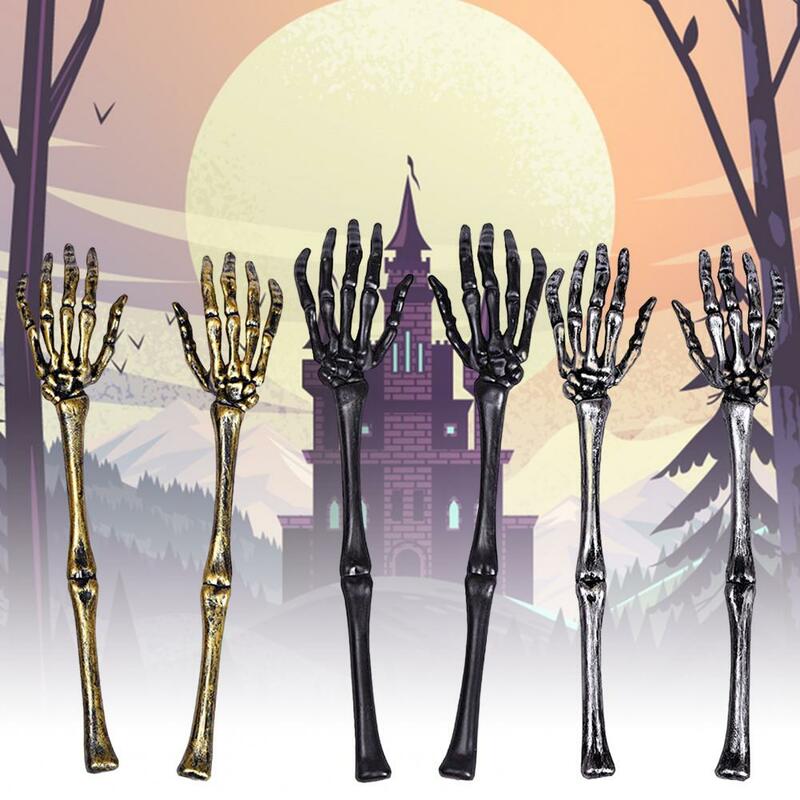 Estacas de brazo de esqueleto de hueso de mano para Halloween, accesorios de decoraciones, estacas de esqueleto, suministros para fiestas y eventos