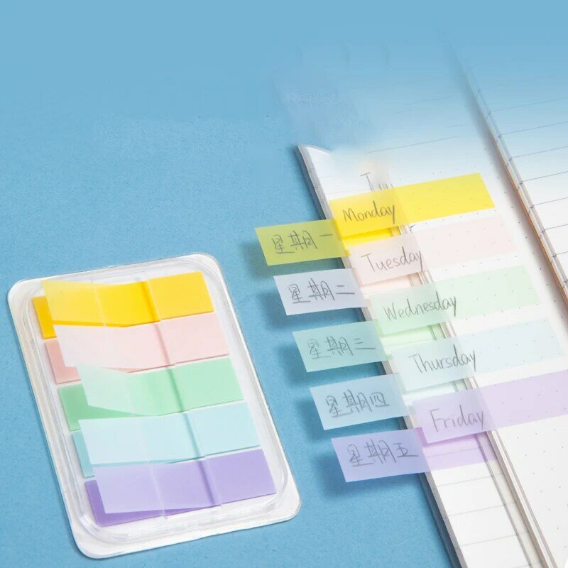 Deli 100 PCS/Bag Sticky Indication Five-color Label Colored Transparent Easy to Tear 21606