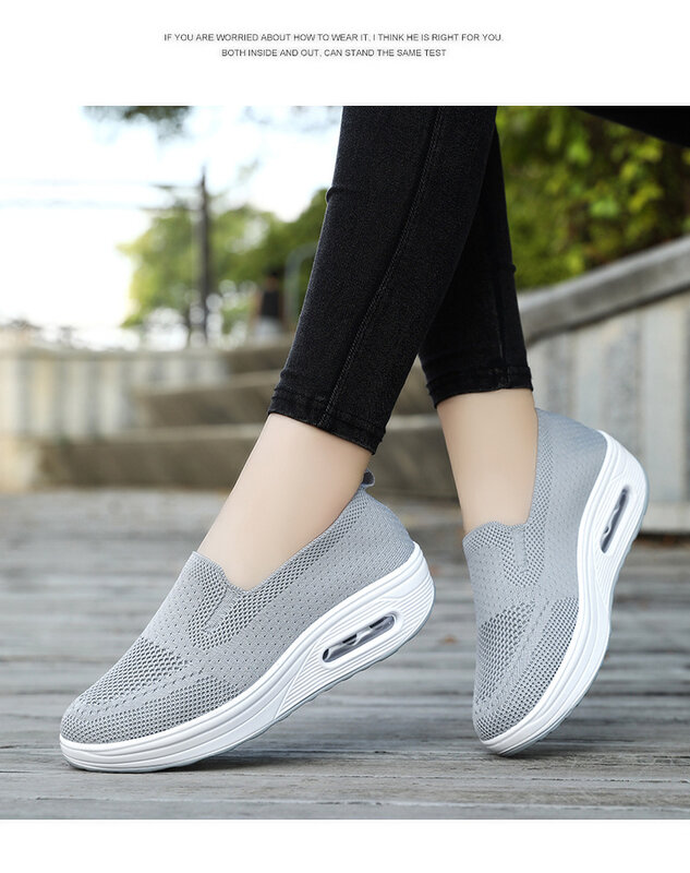 Zapatos informales de suela gruesa con amortiguación de aire para mujer, calzado de un paso, novedad de primavera, 2024