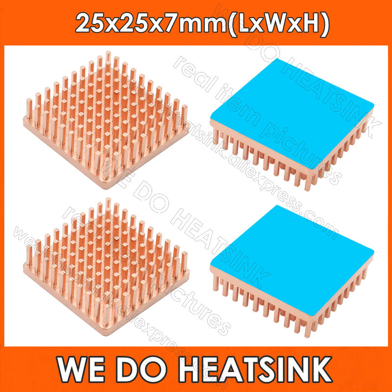 Nós fazemos dissipador de calor 20x20x7mm 25x25x7mm 30x20x7mm sem ou com almofada térmica, várias opções de tamanho de cobre da forma