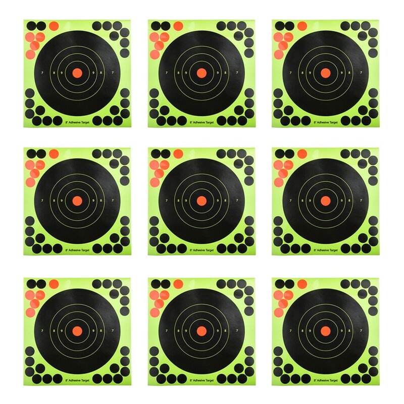 50 buah stiker Target tembak cahaya reaktif untuk latihan menembak kertas neon hijau tembak stiker Target