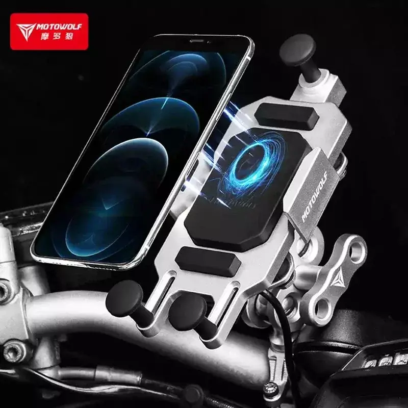 Motorcycle Riding Mobile Phone Navigation Bracket Bike Mobile Phone Support Bracket Fast Charging Wireless Charger