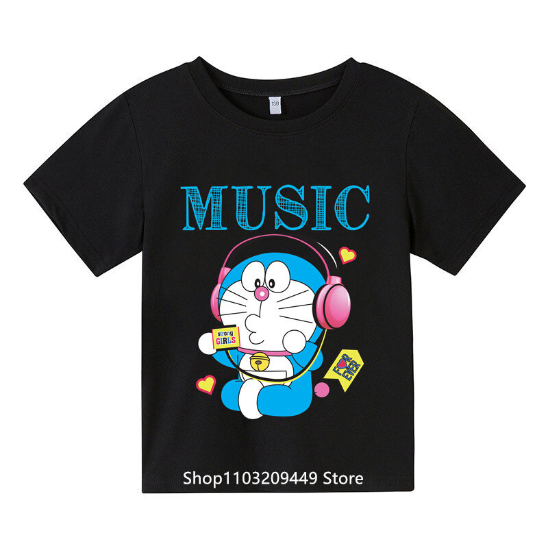 Anime Doraemon A wymarzona odzież letnia koszulka z krótkim rękawem zabawa nadrukowana rysunkowy Doraemon wymarzony wzór Top dziecięcy t-shirt