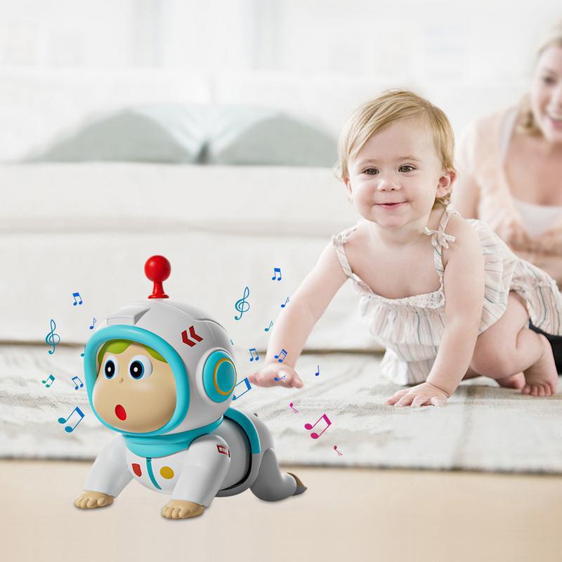 Mainan merangkak elektrik, mainan belajar bayi mainan merangkak balita elektrik belajar memanjat boneka dengan suara untuk balita usia 0-3 tahun