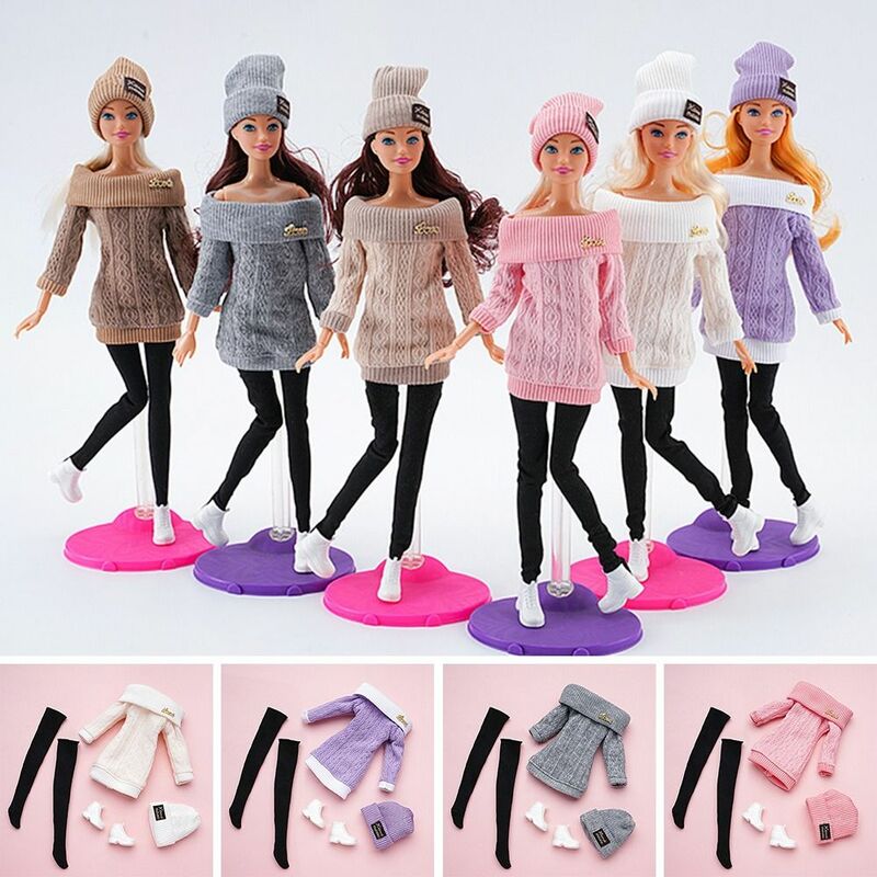 Handmade Doll Clothes Outfit Dress Fashion Sweaters Hats Top Pants Clothing For Barbie Doll Clothes Accessories Girl`s Toy Gifts