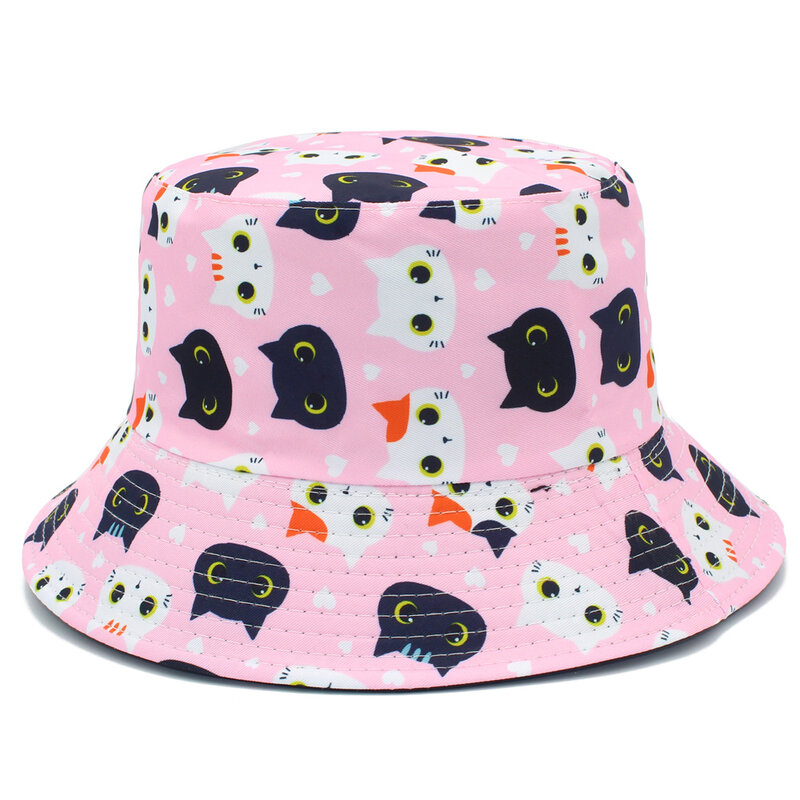 Cappello da pescatore con simpatico gatto cartone animato modello animale cappelli da bacino cappelli da pescatore leggeri estivi per donne e uomini