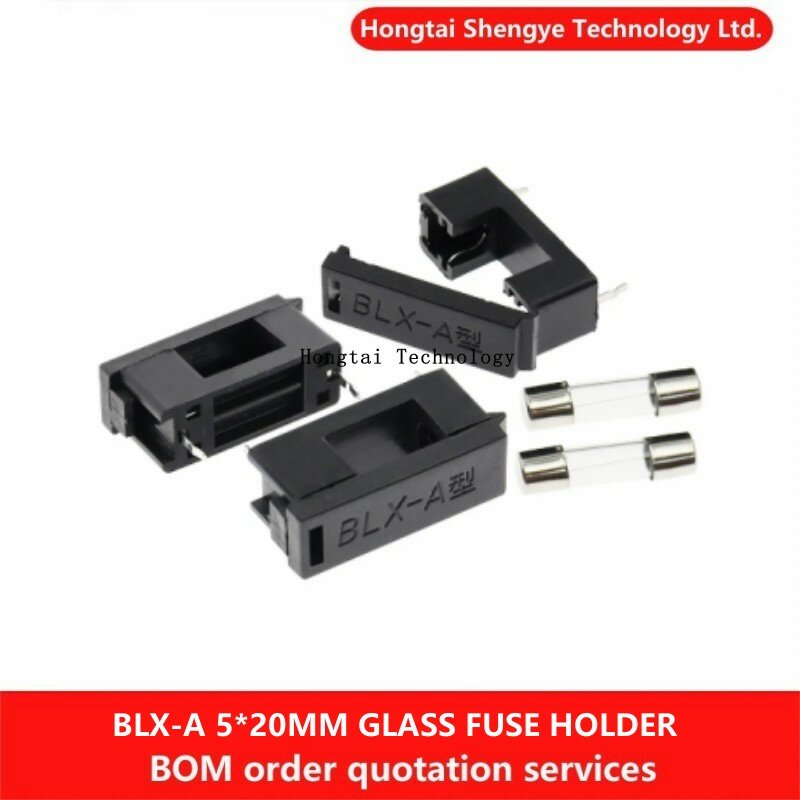 BLX-A 5*20MM Glass Fuse Holder Black 5*20 Fuse Socket Fuse Holder for 5X20MM Fuse PCB Board Soldering