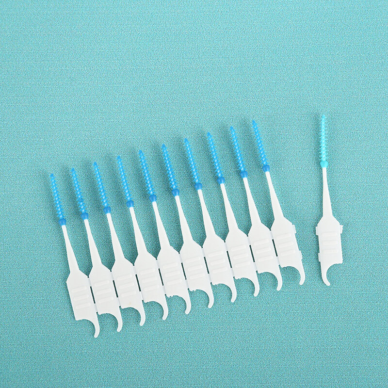 Sikat interdental silikon 200 buah, sikat gigi Interdental pembersih gigi dengan benang, sikat gigi interdental bersih antara sikat gigi
