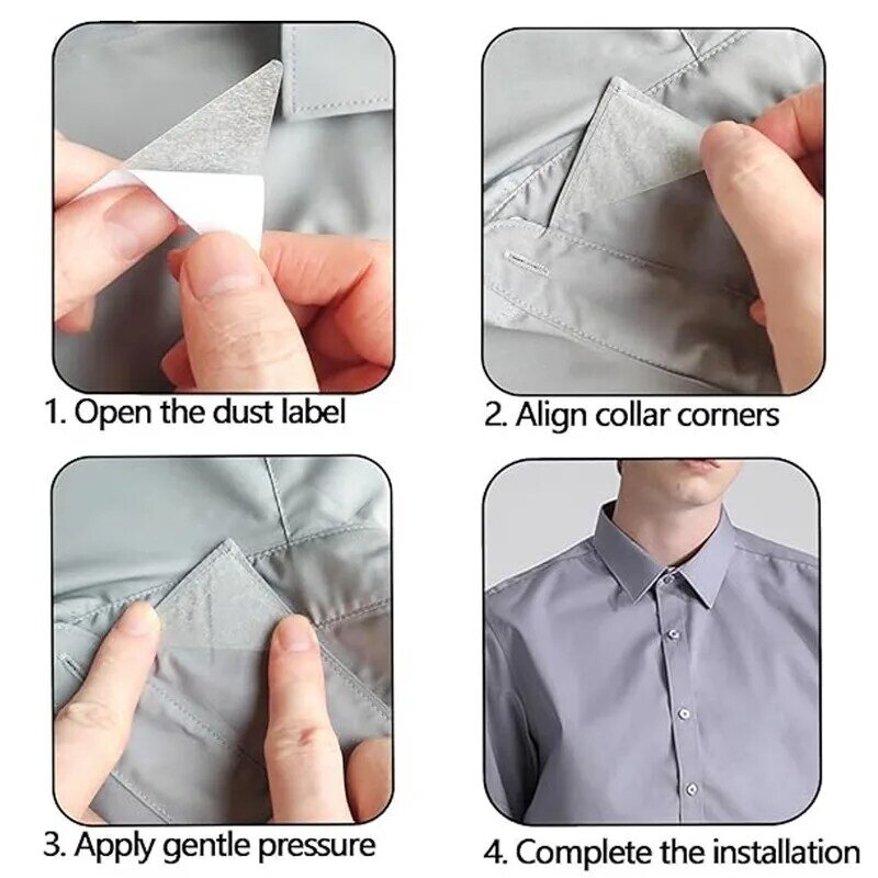 Prevenire la deformazione Collar stay Stickers Anti Roll Stand Collar Shaper adesivo Shaping Patch evita Curl Polo Shirts pad fissi