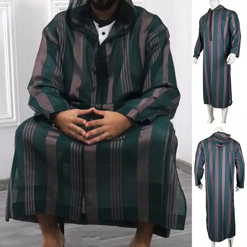 Ropa musulmana Jubba Thobe para hombres, Sudadera con capucha, Túnica de Ramadán, caftán Abaya, ropa islámica de Dubái, vestido turco étnico tradicional de Pakistán