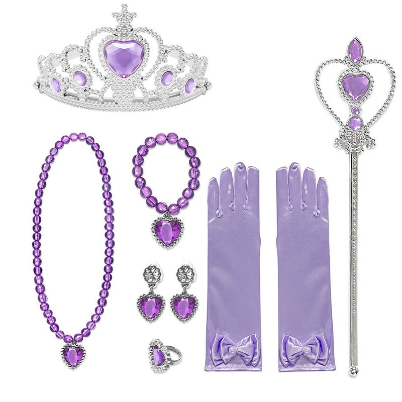 Disney roszpunka księżniczka rękawiczki różdżka korona zestaw biżuterii roszpunka peruka warkocz dla księżniczki sukienka odzież akcesoria Cosplay