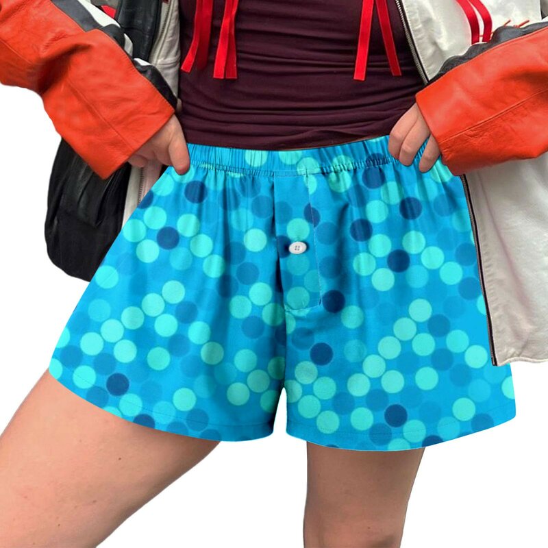 Comodi pantaloncini stampati da donna pantaloni corti larghi a vita media Casual da donna pantaloni con bottoni moda femminile vocazione natalizia