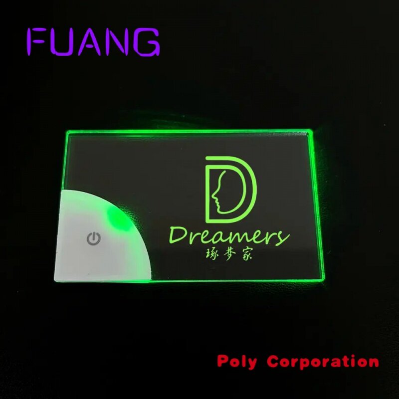 Custom  2023 hot new fashion Luminous Name Card Custom Print LOGO Acrylic LED Business Cards Business Name Card Battery Charge A