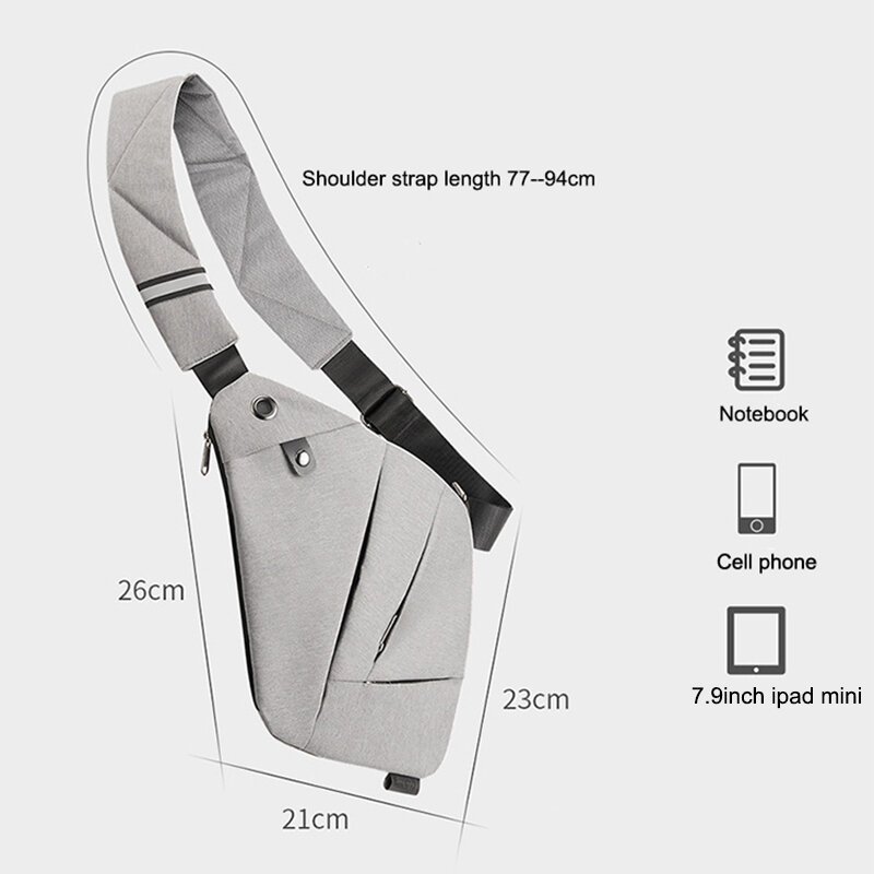 남자의 가슴 가방 디지털 헤드폰 플러그 스토리지 총 가방 Slung Crossbody 스포츠 허리 가방 개인 어깨 도난 방지 포켓 가방