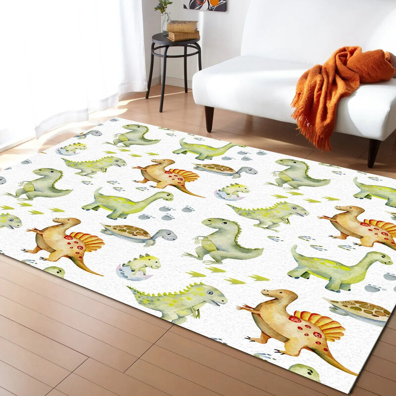 Cartoon Dinosaur Area Rugs Dino Carpet Non Slip Dinosaur Floor Mat for Playroom Classroom Kidroom Decor Children's Crawling Mat
