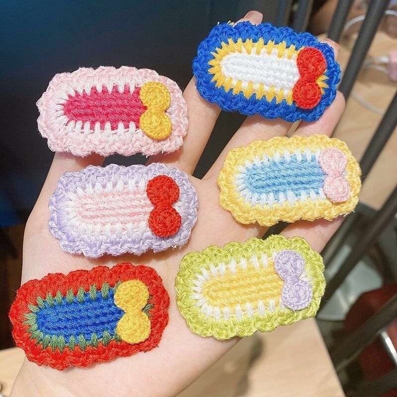 6 pz/set fasce per neonati fermagli a scatto fiocchi tessuto BB Baby Hairpin Girl Knitting Side Pin accessori per capelli per bambini regali
