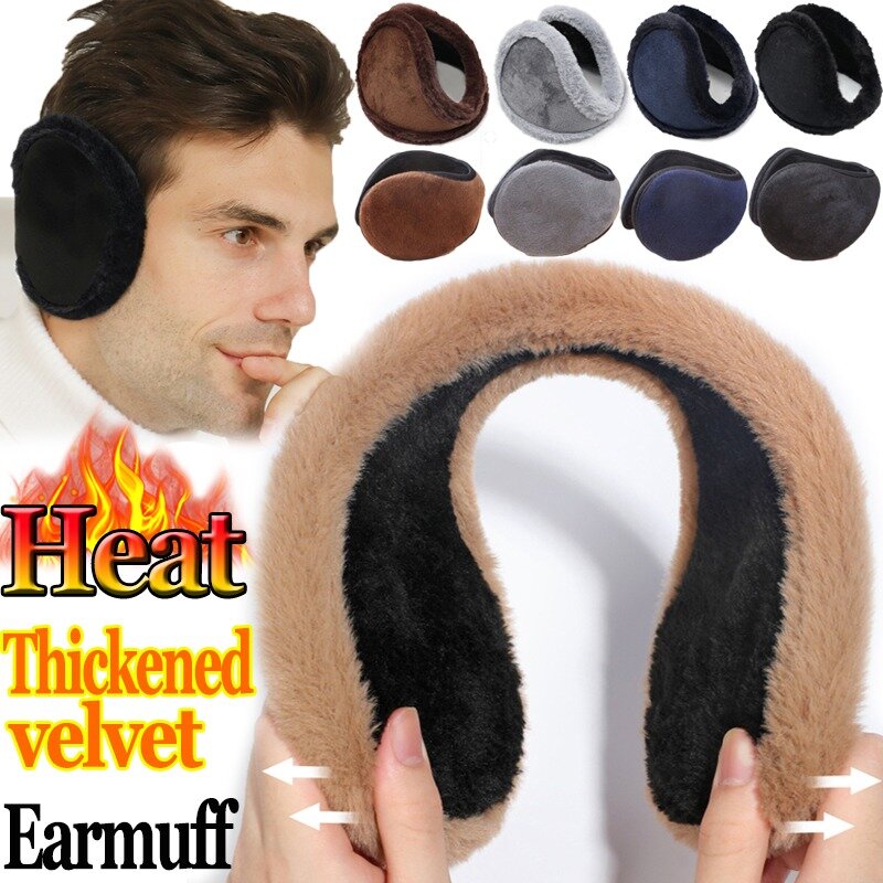 Cache-oreilles épais en peluche douce pour hommes et femmes, protection extérieure, cache-oreilles, couleur unie, document, froid, vert, mode, hiver