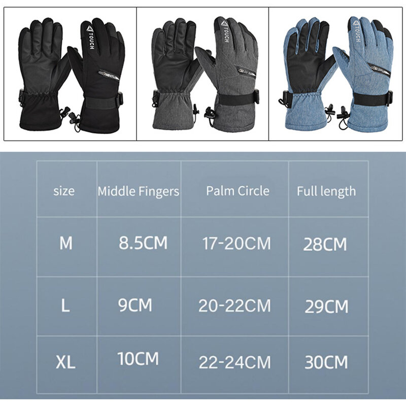 LOCLE-guantes de esquí para hombre y mujer, manoplas cálidas a prueba de viento para pantalla táctil, esquí, Snowboard, ciclismo, senderismo, moto de nieve, Invierno