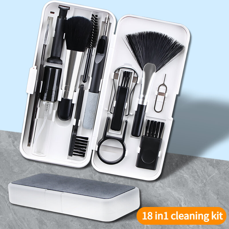 18-in-1 Cleaner kit Computer Keyboard Brush Screen cleaning Spray Bottle Set Earphones Cleaning Pen Cleaning Tools Keycap Puller