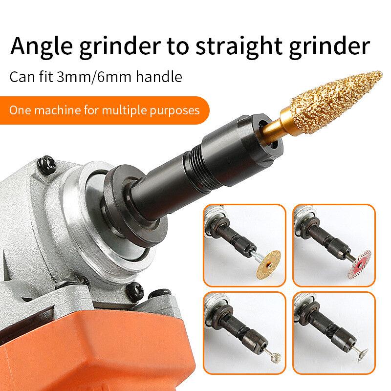 Universal Modified Angle Grinder, Adaptador para moedor reto Chuck para 100-Type Angle Grinder, M10 Thread Grinding Cutter, 6, 3mm