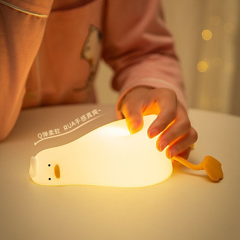 مصباح ليلي مبتكر للبط من السيليكون ، مصابيح جو زخرفية ، حامل هاتف محمول ، إضاءة معتمة بجانب السرير