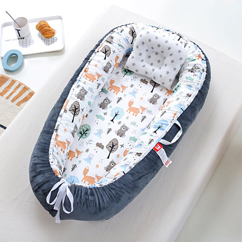 ผ้าฝ้ายทารกเตียงพับ Travel Crib ทารกแรกเกิด Nest เตียงเด็กทารก Bassinet กันชน Unisex Lounger แบบพกพาลูกไม้ที่นอน
