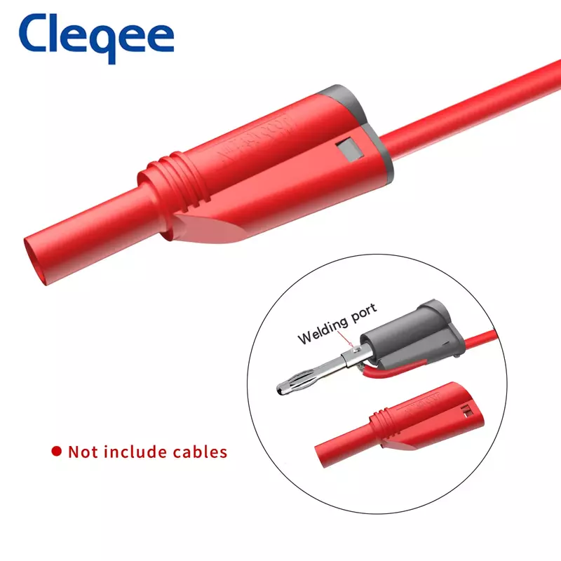 Cleqee-Silicone Multímetro Test Leads, alta qualidade, Dual 4mm Banana Plug, tipo empilhável, isolados Soft Wire, 100cm, P1050-1, 5pcs