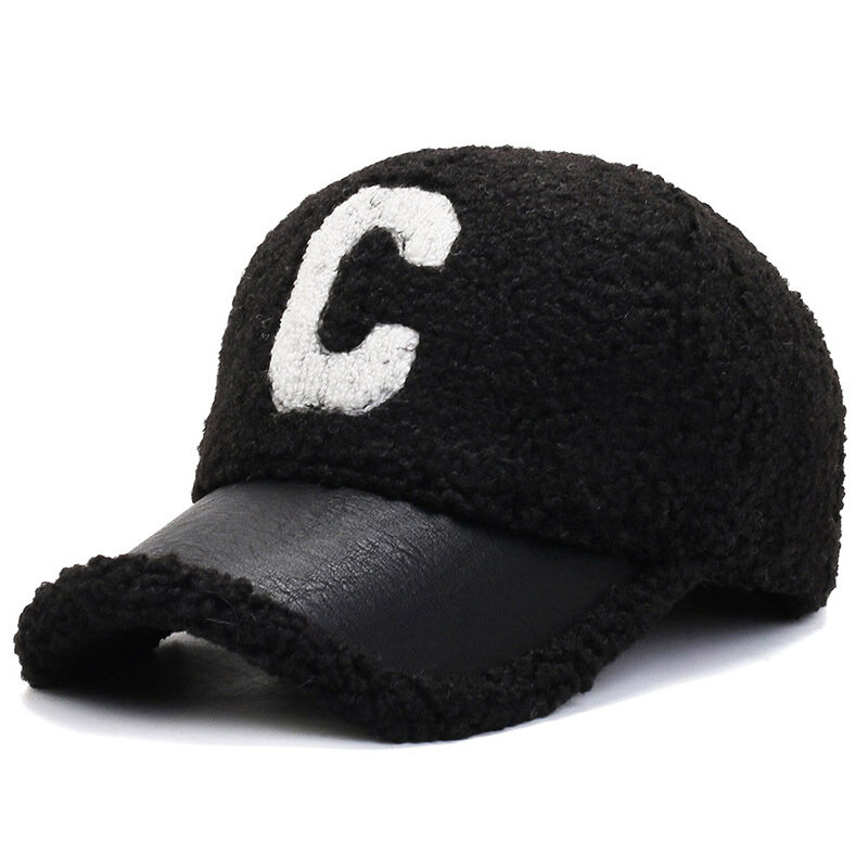 레터 자수 양털 야구 모자, 테디 캐시미어 따뜻한 모자, 2022 겨울 신상