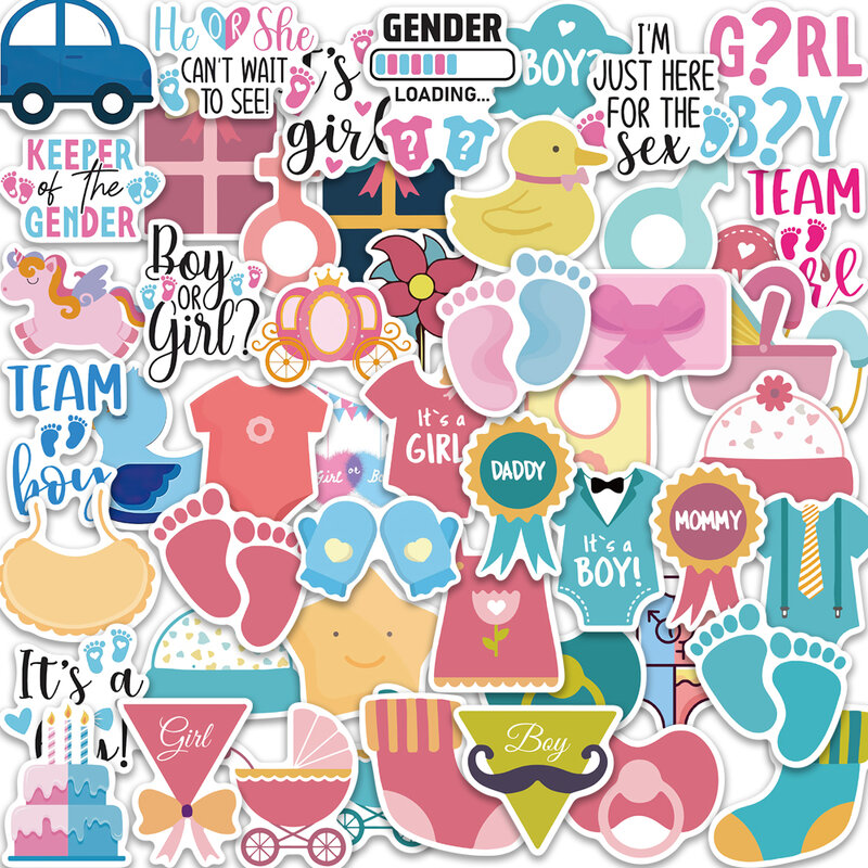 10/52PCS Baby sex revealed Stickers Vintage For DIY Notebook Guitar Scrapbooking Motorcycle Laptop Luggage Graffiti Decals