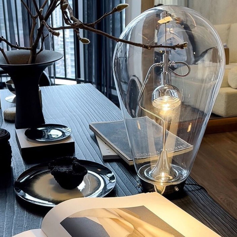 Lampada da scrivania moderna in vetro trasparente sensibile al tocco, camera da letto, soggiorno, studio, ristorante, Bar, lampada da scrivania decorativa
