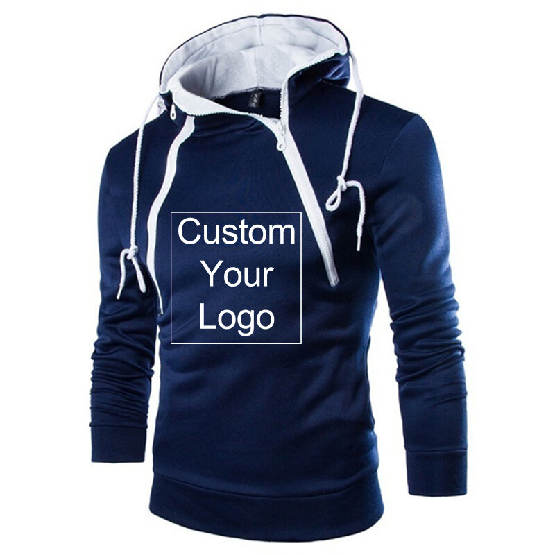 Sweats à capuche avec logo personnalisé pour hommes, fermeture éclair PVD, sweat-shirt pour hommes, document solide, automne, nouveau