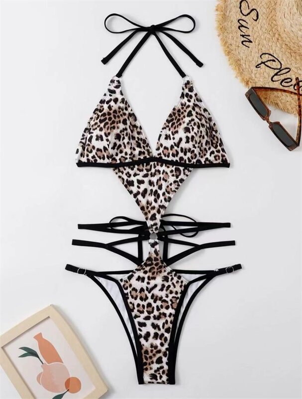 1 Stück Badeanzug für Frauen mit Leoparden muster Unterwäsche Overall Sommer Bikini Strand urlaub sexy lässig täglich heiße Mädchen Streetwear