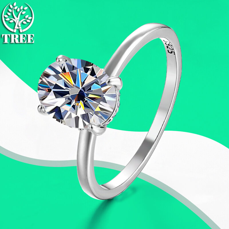 ALITREE-anillos de moissanita de Color D ovalados 3ct, Plata de Ley s925, oro blanco, diamante, anillo de cóctel, accesorios de boda, joyería fina