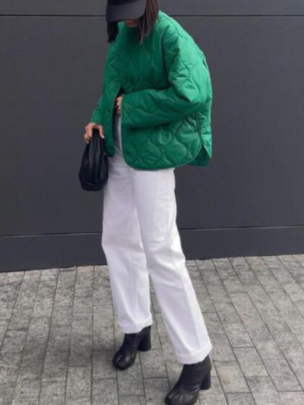 Msfancy Green Jackets Spring 2022 Women Oversized Veste Matelassee Femme Bomber Jacket Streetwear