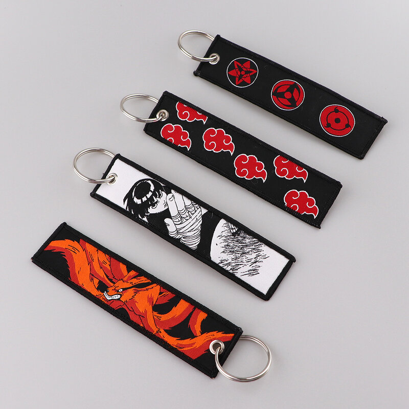 Japanese Anime Embroidery Key Fobs Key Tags Motorcycles Backpack Chaveiro Car Keychain Mange Key Ring Gifts for Friends Fashion