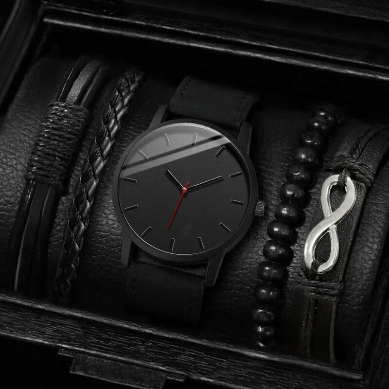Kegllect 남성용 패션 시계, 비즈니스 쿼츠 대형 다이얼, 매트 벨트 손목 시계, 5 개